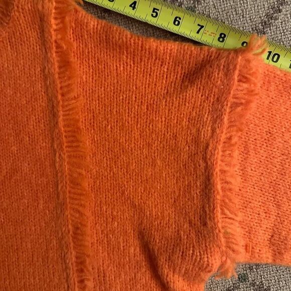 Strut and Bolt orange knit mock neck sweater with fringe detail NWOT L - Picture 6 of 11